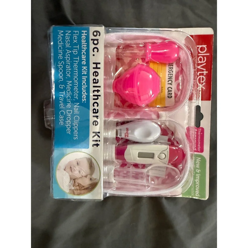 Playtex Baby 6pc Healthcare Kit Pink Digital Thermometer Nasal Aspirator New